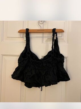 Urban Outfitters Black Ruffled Crop Top
